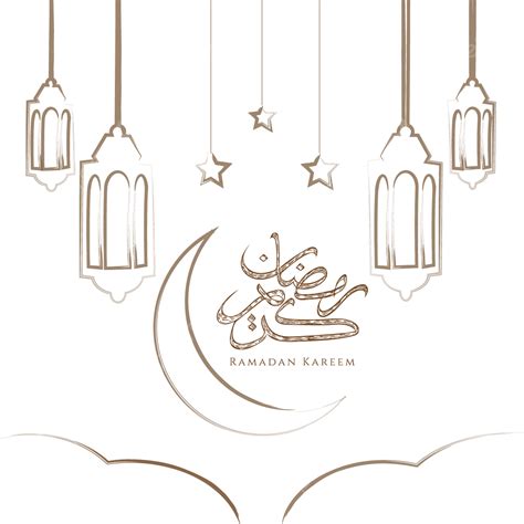 Gambar Desain Ramadan Kareem Dengan Lentera Dan Bintang Kaligrafi Arab
