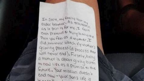 Grieving Mum Shares Touching Note Flight Attendant Left For Her