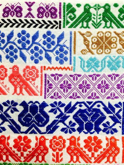 Textil Mexicano Muestra De Bordado Patrones De Bordado Puntos De Bordado