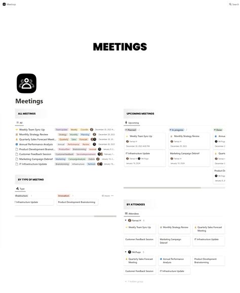 Free Notion Meetings Meeting Management Template Best Notion