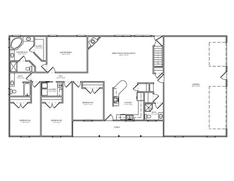 Modern rectangular house plans homes floor. Pin by Shelley Marchetti on Dreaming | Ranch home floor plans, Floor plans ranch, Four bedroom ...