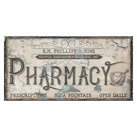 Vintage Pharmacy Sign Modern Farmhouse Decor Large Canvas Etsy