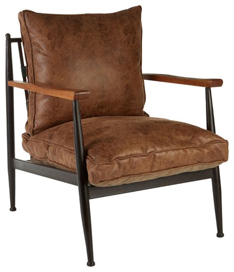 Farmhouse rustic accent chairs are stylish and modern, and their presence in your home forms part of your decor art. Premier Housewares New Foundry Faux Leather Armchair ...