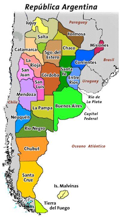 Mapa De La Republica Argentina Y Sus Hermosas Provincias En Mi Corazón