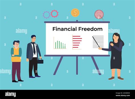 Financial freedom concept with flat character illustration. Instruction