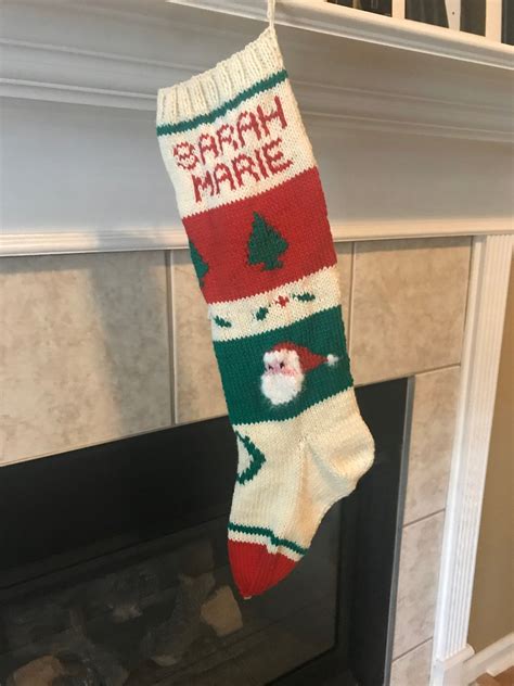 Personalized Handmade Knitted Christmas Stocking Wool Available Fuzzy