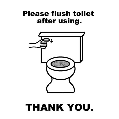 Please Flush Toilet Sign Black And White With Images