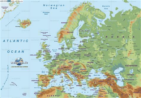 Physical Map Of Europe