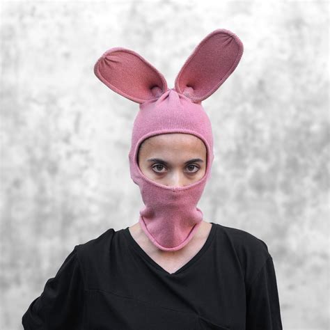 Pink Bunny Balaclava Mask Bunny Costume For Men Women Pink Balaclava