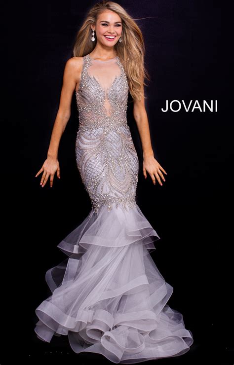 Jovani 59872 Mermaid Gown With Embellished Bodice And Tulle Skirt