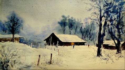 Snowy Winter Landscape with Watercolor Painting Tutorial ...