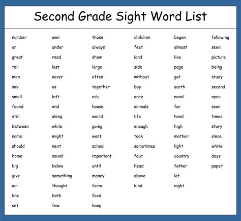 Second Grade Sight Word Games
