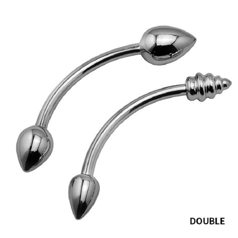 Prostate Massager Double Dildo Penetration Anal Beads Butt Plug Metal