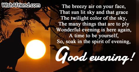 The air on the face, Good Evening Poem