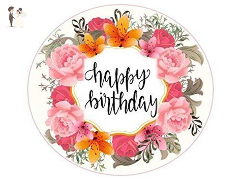 Edible Image Cake Topper Happy Birthday 8 In Round Flower Topper