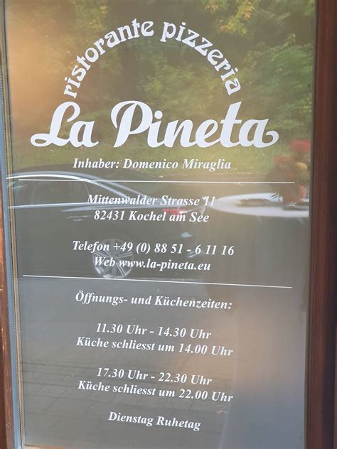 Speisekarte Von La Pineta Pizza Kochel Am See