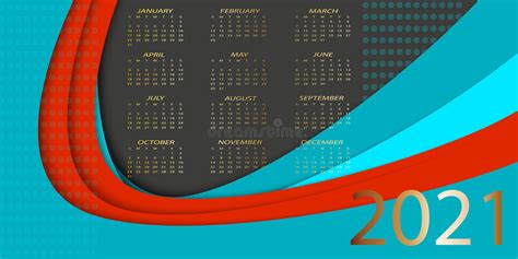Calendario De 2021 Calendario Colorido Con El Efecto Cortado De Papel Comienza La Semana Del