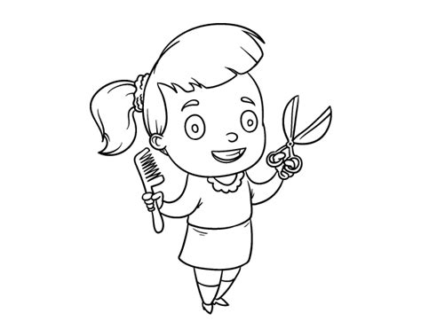 Print or download a lady hairdresser coloring page, sheet for children.click for more unique printable pictures. Hairdresser with scissors and comb coloring page ...