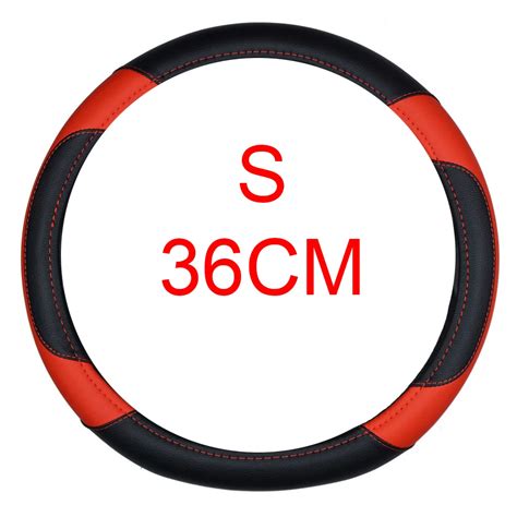 Dermay 36cm Red Black Steering Wheel Cover Pu Leather Size S For Honda