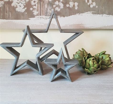 Grey Wash Wooden Mantle Star Large Only In Stock West Barn