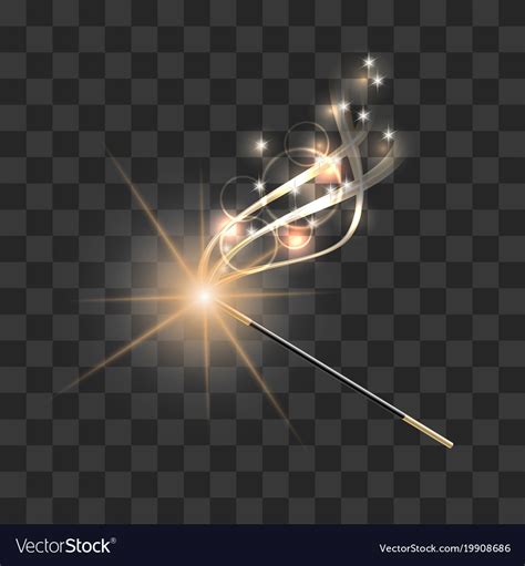 Magic Wand With Magical Gold Sparkle Trail Vector Image