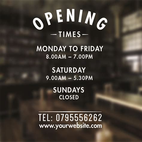 Opening Times Sign Opening Hours Times Shop Custom Vinyl Sign Sticker
