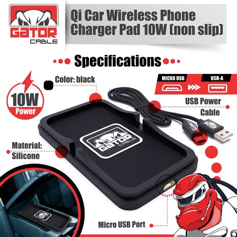 Car Wireless Phone Charger Pad Fast Charge Mat 10w For Iphone Samsung