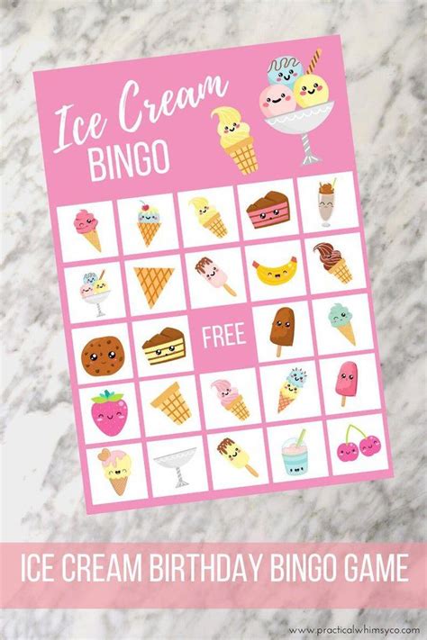 Ice Cream Bingo Birthday Party Game In 2020 Ice Cream Party Games
