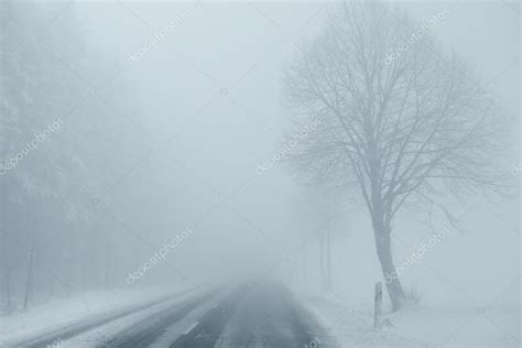 Foggy Winter Road Stock Photo By ©olafnaami 86635896