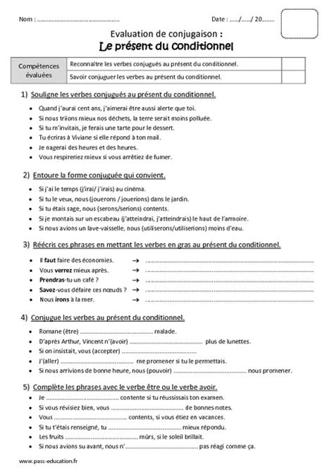 Règles de conjugaison, grammaire, poésies, leçons, tables de multiplication. Présent du conditionnel - Cm2 - Bilan à imprimer - Pass ...