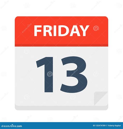 Friday 13 Calendar Icon Vector Illustration Of Week Day Paper Leaf