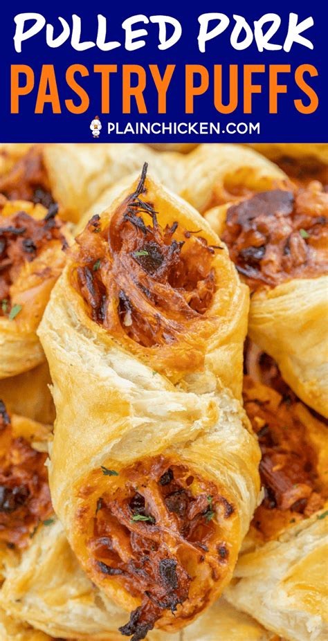 Great recipes for lunch, dinner, or fast food parties. Pulled Pork Pastry Puffs - only 4 ingredients! Great ...