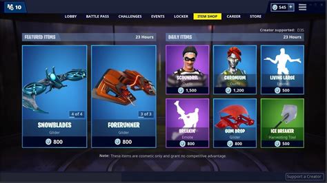 Here's a full list of all fortnite skins and other cosmetics including dances/emotes, pickaxes, gliders, wraps and more. Snowfoot & Vertex Skins (Back)! Fortnite Item Shop March ...