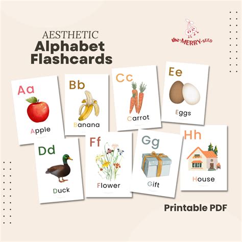 Aesthetic Alphabet Flashcard Alphabet Printable Abc Card Flashcards