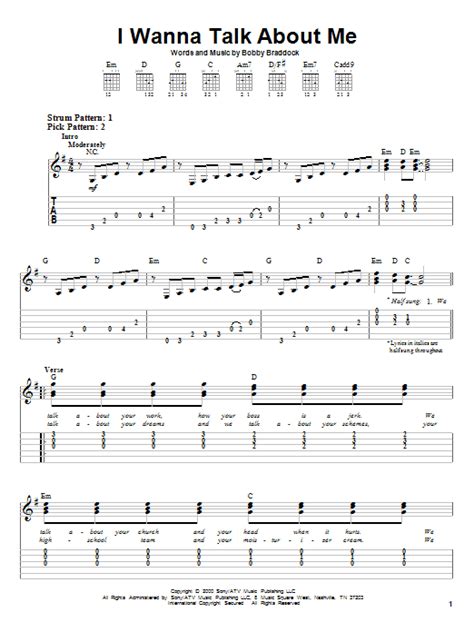 The rhythm, scales, chords, and keys vary between songs, but in general, all of these are easy to play. I Wanna Talk About Me by Toby Keith - Easy Guitar Tab - Guitar Instructor