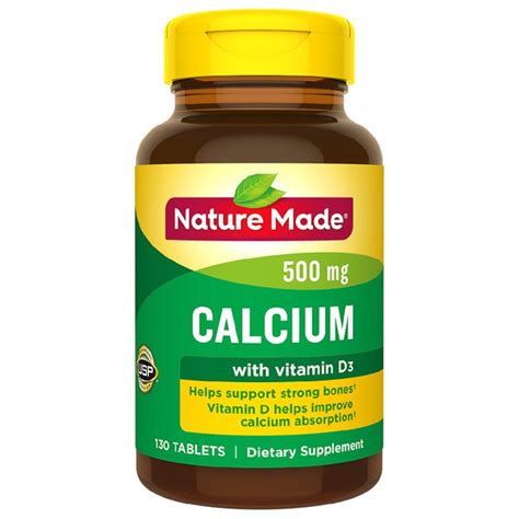 Nature Made Calcium 500 Mg Tablets With Vitamin D 1source