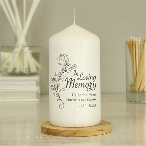 Personalised In Loving Memory Pillar Candle Sympathy Occasions
