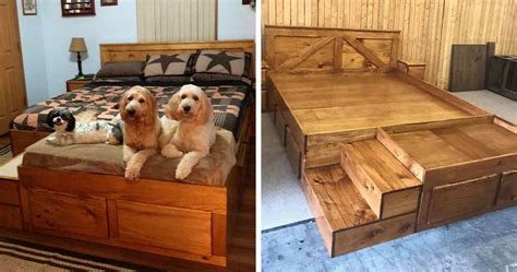 This Company Makes Custom Wooden Bed Frames With Built In Pet Beds