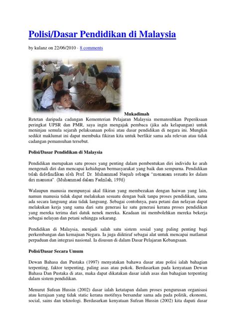 Portal mengenai pendidikan, panduan, permohonan, informasi dan semakan. Polisi-Dasar Pendidikan Di Malaysia