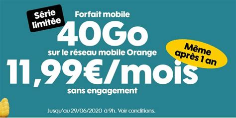 Sosh forfait illimité 40 Go 4G à 11 99 à vie