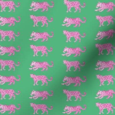 Leopard Parade Green With Hot Pink Fabric Spoonflower