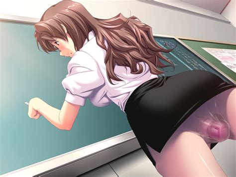 Niizuma Kyoushi Kagurazaka Naomi Strikes 1girl Blush Brown Hair Chalkboard Classroom