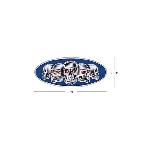 Exterior Chrome Die Cast Skull Emblem Blue