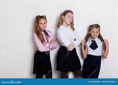 Three Beautiful Girls At The School Board In Class In Class Stock Image Image Of Kindergarten