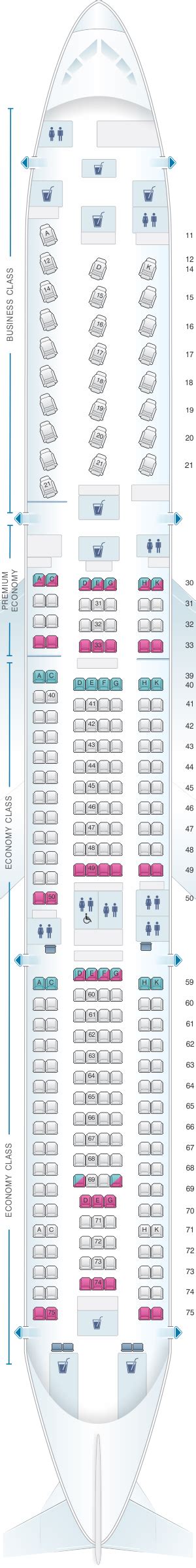 Seat Map Cathay Pacific Airways Airbus A340 300 34j