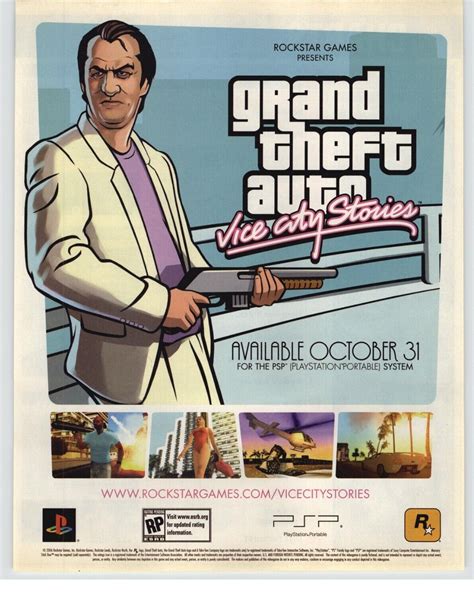 Grand Theft Auto Vice City Stories Psp Ps Game Promo Vintage Ad Poster Ebay