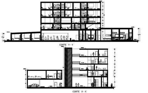 D Drawing Sectional Details Of Apartment Building Dwg File Cadbull