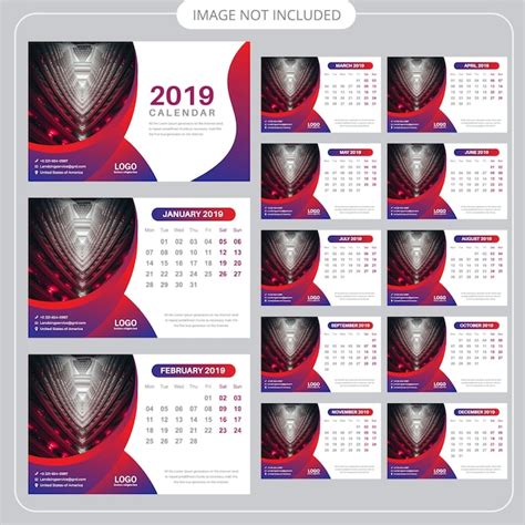 Premium Vector Desk Calendar 2019