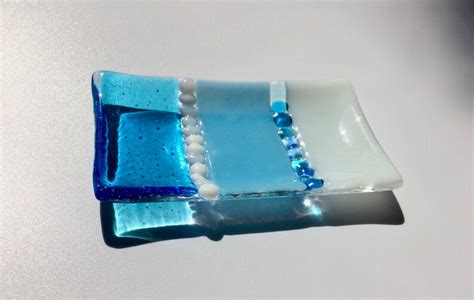 Fused Glass Blue And White Contemporary Dish Fused Glass Etsy