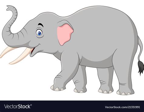 Cartoon Elephant Isolated On White Background Vector Image